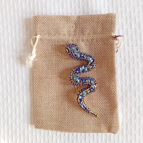 Blue Rhinestone snake Pin Broach - Picture 2 of 4
